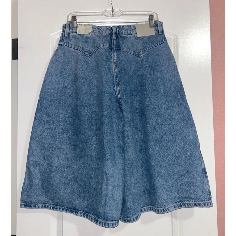 FREE PEOPLE Women’s Crvy Antonia Culotte Wide Leg Pleated Crop Jeans size 28 NWT